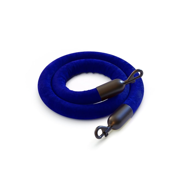 Montour Line Velvet Rope Blue With Black Snap Ends 8ft.Cotton Core PVR150-80-BL-SE-BK - main